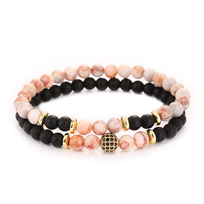 Olivenorma Natural Crystal Two Layer Beaded Men Bracelet