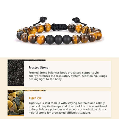 Natural Crystal Stone Healing Bracelet - Tiger Eye&Frosted Stone - image 2