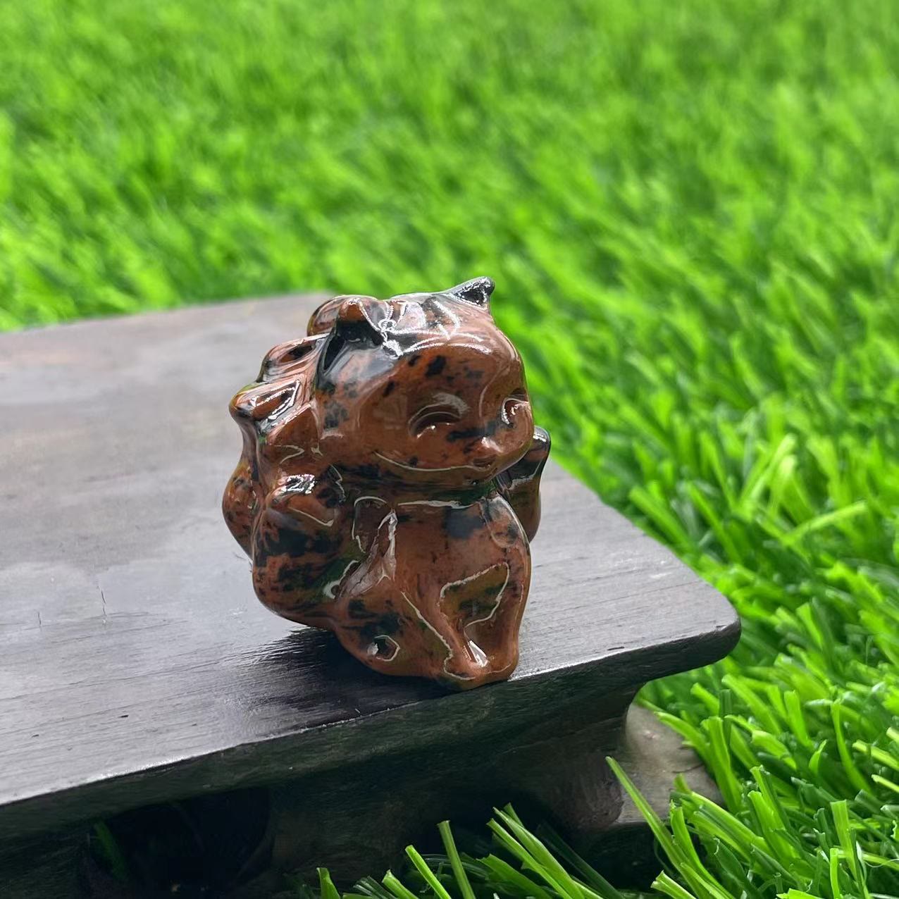 Olivenorma Natural Stone 3cm Nine Tailed Fox Gemstone Decoration - Mahogany Obsidian - image 22