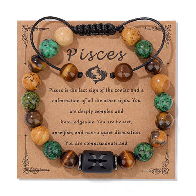 Olivenorma Natural Stone Zodiac Handwoven Bracelet