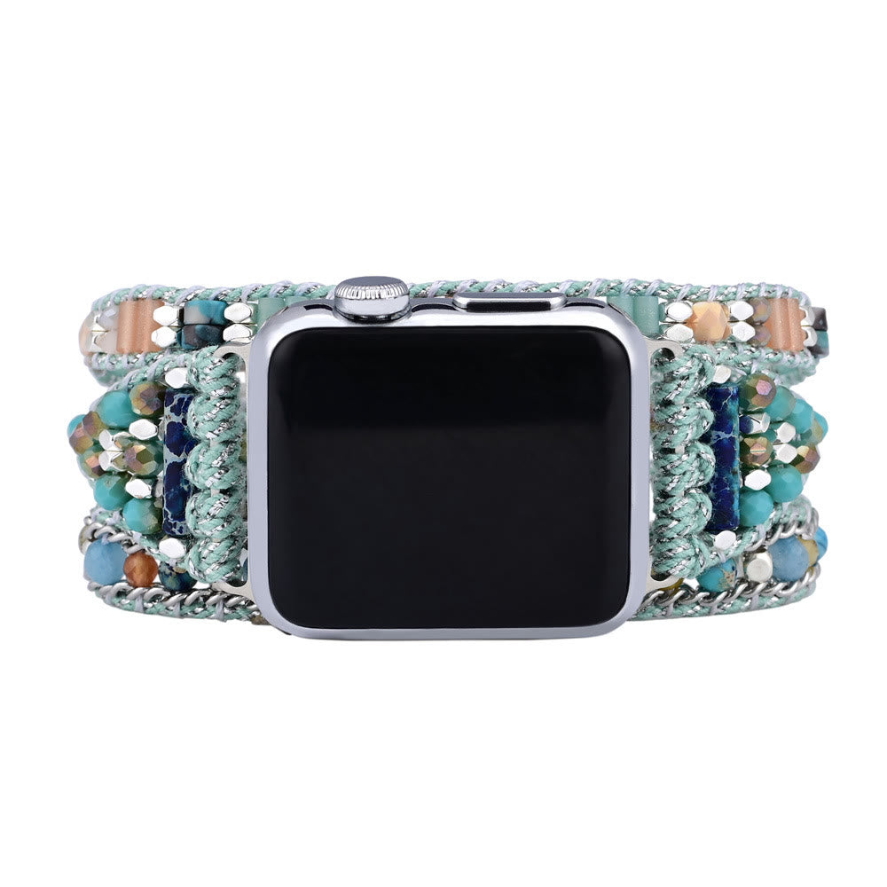 Olivenorma Mint Teal Crystal Beaded Apple Watch Strap