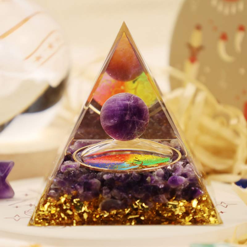 Olivenorma Amethyst Tree Of Life Orgone Pyramid