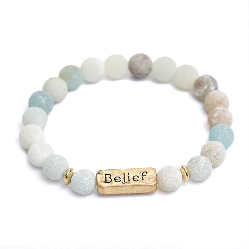 Olivenorma Natural Gemstone Belief Engraving Bracelet