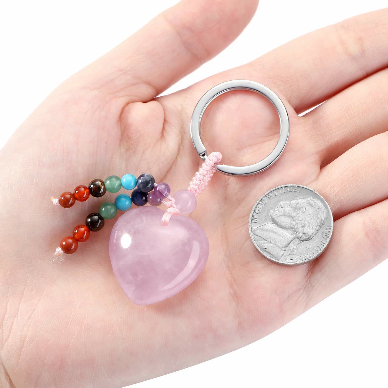 Olivenorma Natural Crystal Heart Keychain