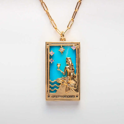 Olivenorma Zircon Electroplated Gold Tarot Oil Drop Necklace