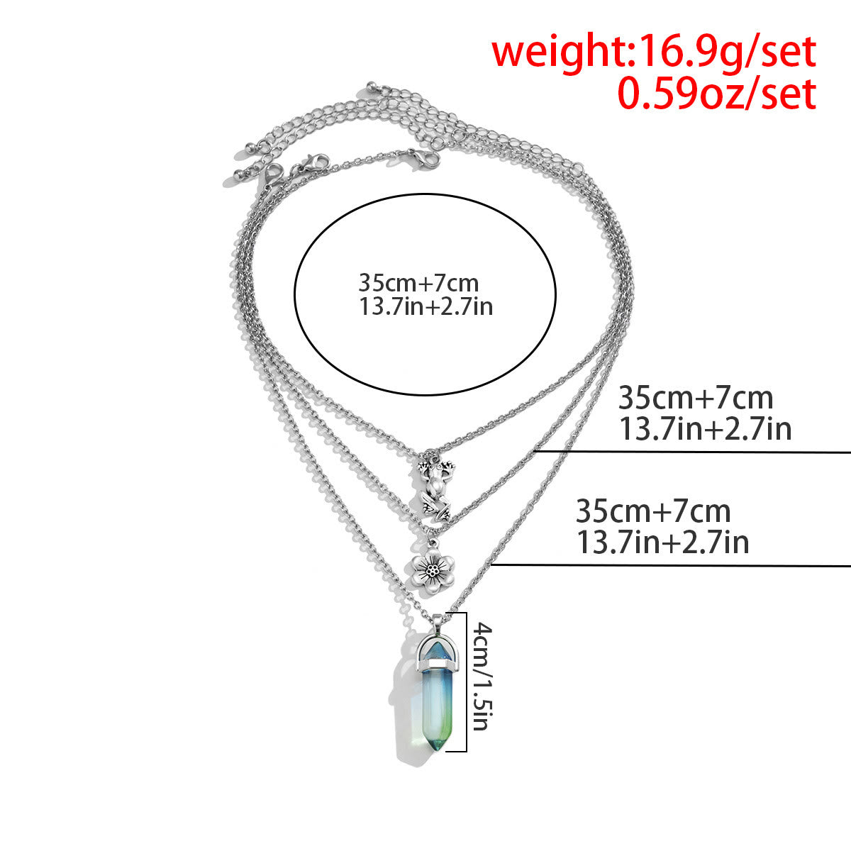 Olivenorma Electroplated Color Artificial Crystal Frog Flower Pendant Necklace Set