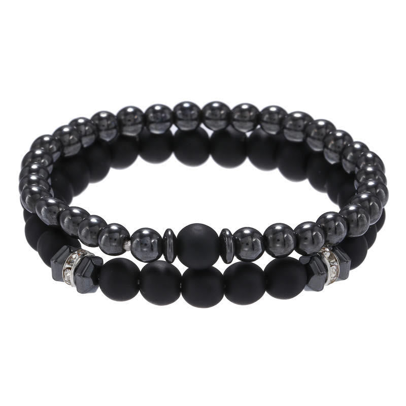 Olivenorma Men's Jewelry Bead Punk 2 Piece Set Fashion Bracelet