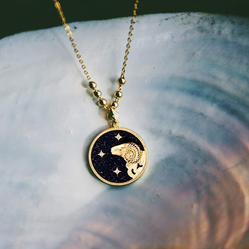 Blue Sandstone Listening Zodiac Necklace