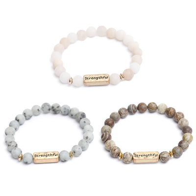 Olivenorma Natural Gemstone Strengthful Engraving Bracelet