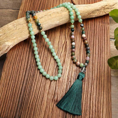 Olivenorma Green Aventurine Indian Agate Necklace Bracelet Mala