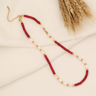 Olivenorma Bohemian Abacus Beads Natural Stone Necklace