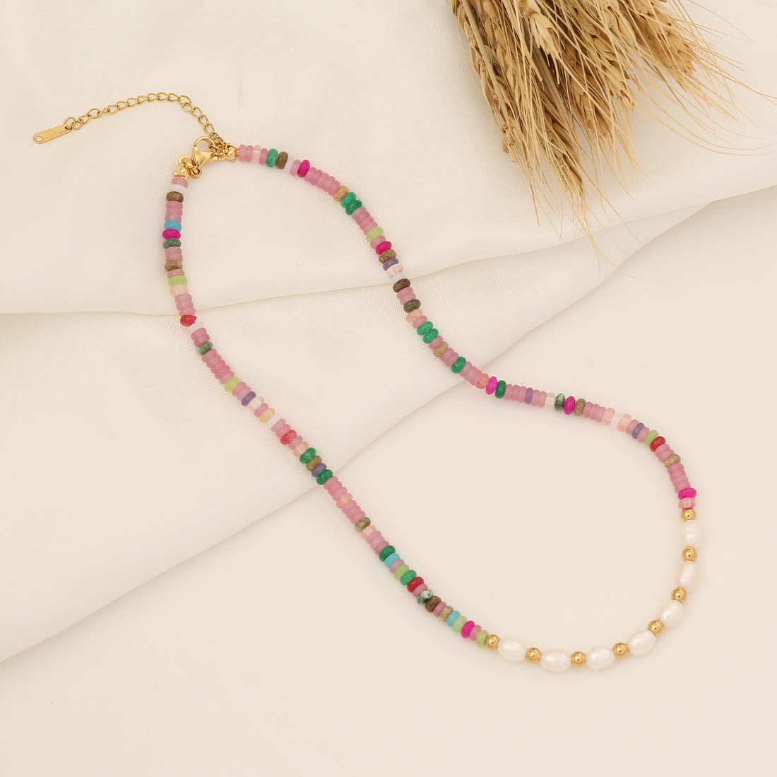 Olivenorma Bohemian Abacus Beads Natural Stone Necklace