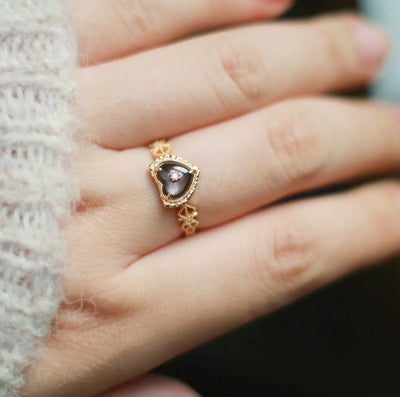 Olivenorma Sterling Silver Gold Plated Labradorite Heart Shaped Ring