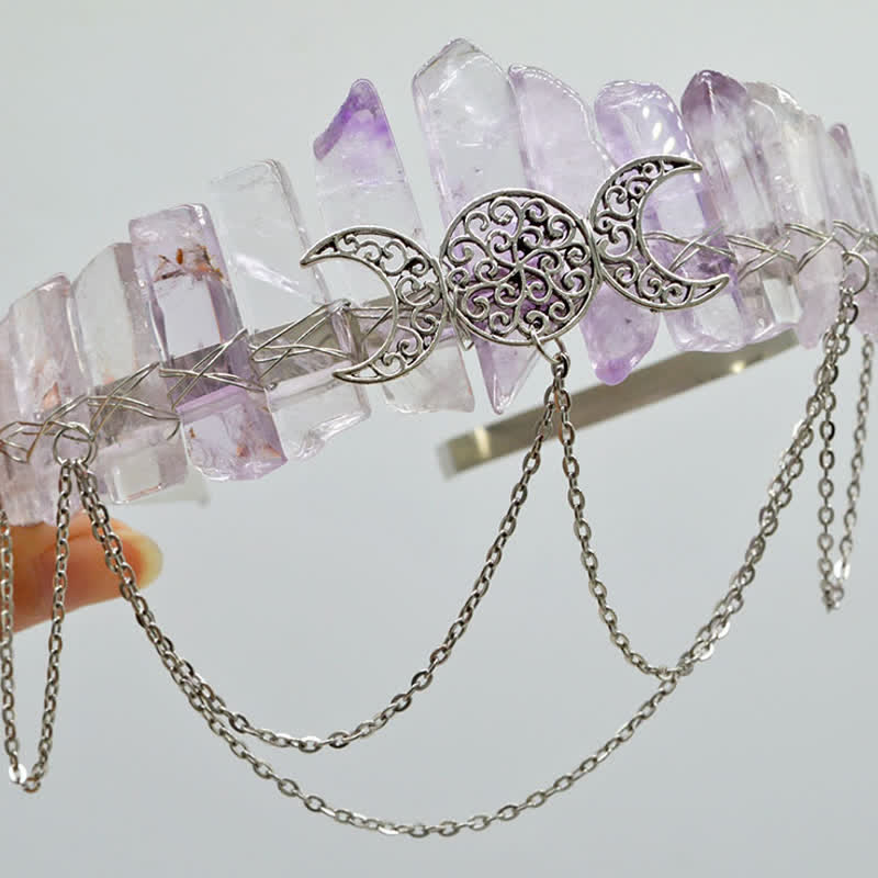 Olivenorma Cresent Moon Goddess Natural Crystal Crown