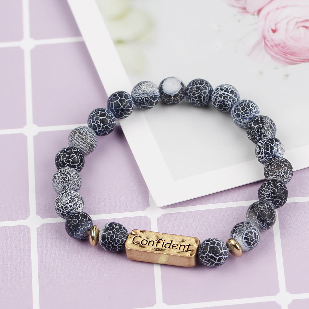 Olivenorma Natural Gemstone Confident Engraving Bracelet