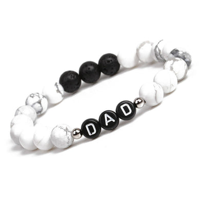 Olivenorma White Turquoise Mens Alphabet Dad Bracelet