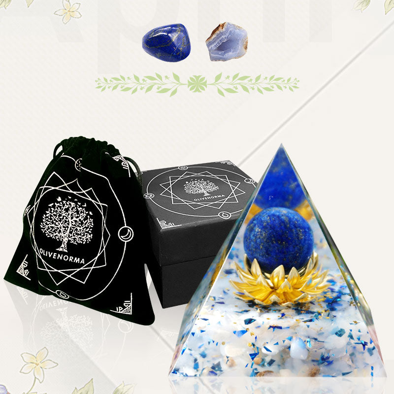 Olivenorma The Calm Power Lapis Lazuli & Blue Chalcedony Orgone Pyramid