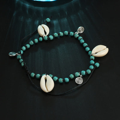 Olivenorma Natural Turquoise Beaded Shell Pendant Bracelet Anklet