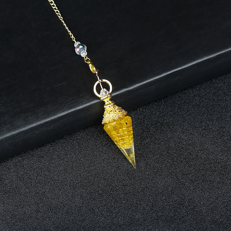 Olivenorma Natural Crystal Resin Hexagonal Pyramid Pendulum