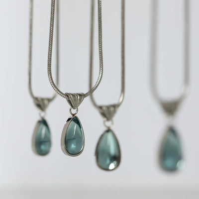 Olivenorma Drop Shape Green Aventurine Aquamarine Pendant Necklace