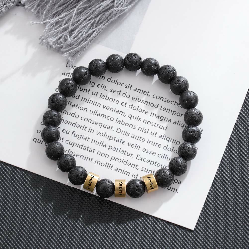 Olivenorma Natural Stone Engraving Personalized Beads Men Bracelet