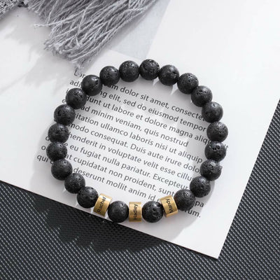 Olivenorma Natural Stone Engraving Personalized Beads Men Bracelet