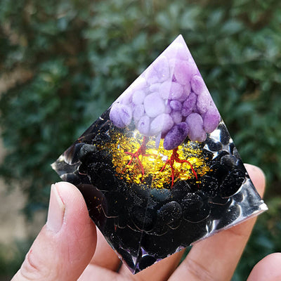 Olivenorma Purple Jade Obsidian Tree Of Life Orgone Pyramid