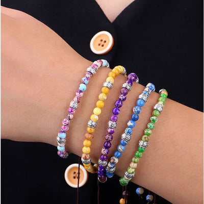 Olivenorma Natural Multicolor Imperial Stone Beaded Braided Bracelet