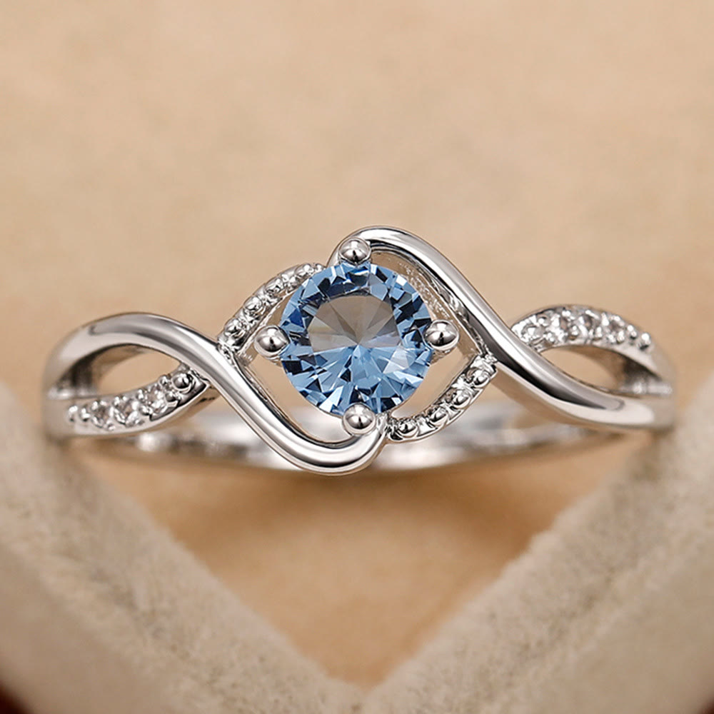 Olivenorma Wave Shaped Blue Alexandrite Engagement Ring