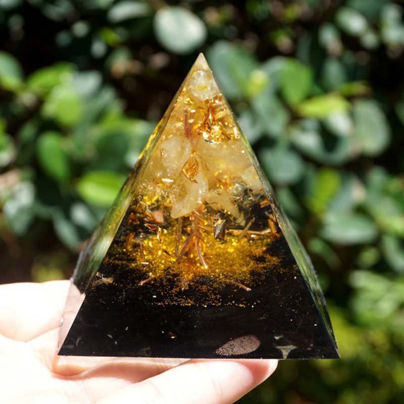 Olivenorma Citrine Obsidian Tree Of Life Orgone Pyramid