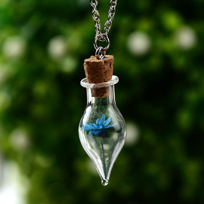 Olivenorma Glass Bottle Dried Plant Flower Necklace