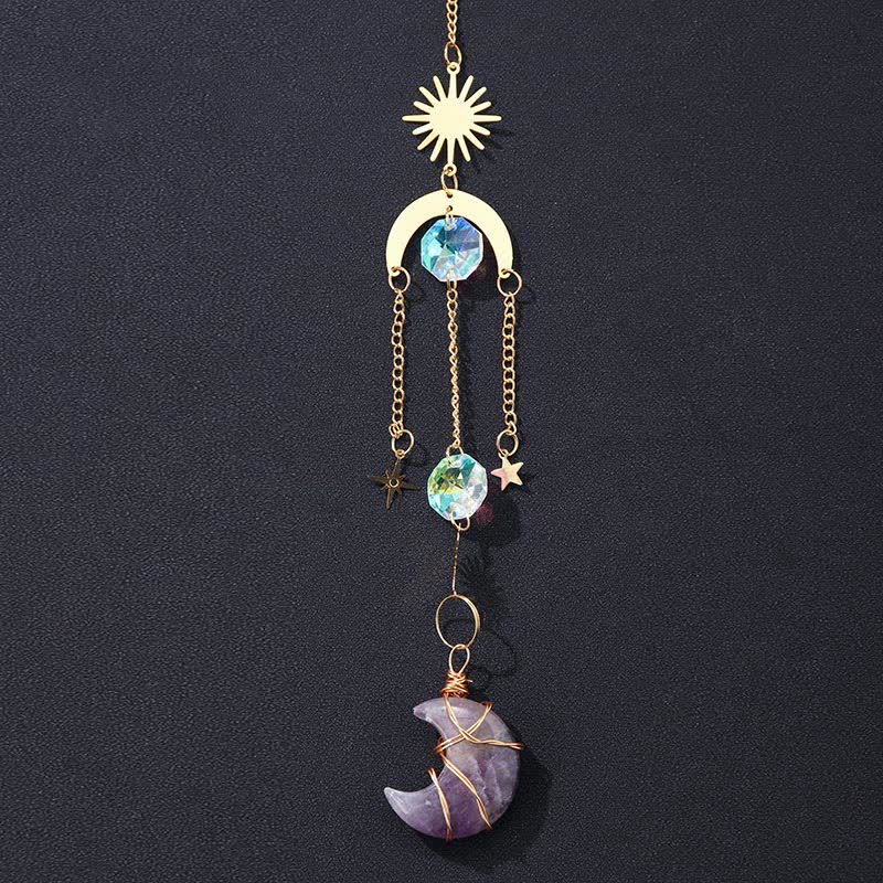 Sun And Moon Crystal Handmade Gemstone Ornament