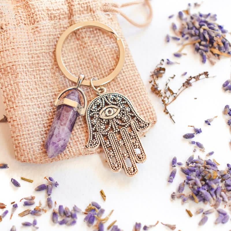 Olivenorma Inspiring Hamsa Hand Crystal Keychain