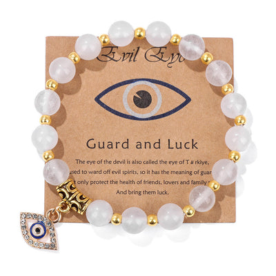 Olivenorma Natural Stone Bead Evil Eye Pendant Bracelet