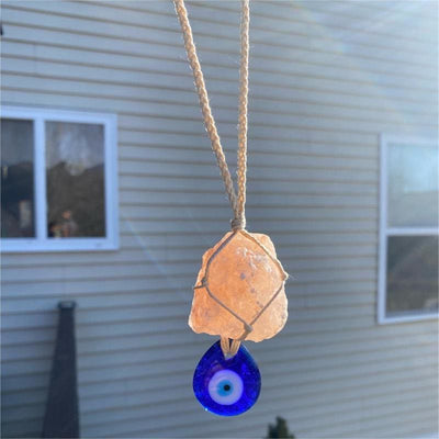 Olivenorma Rose Quartz Original Stone Evil Eye Car Ornament