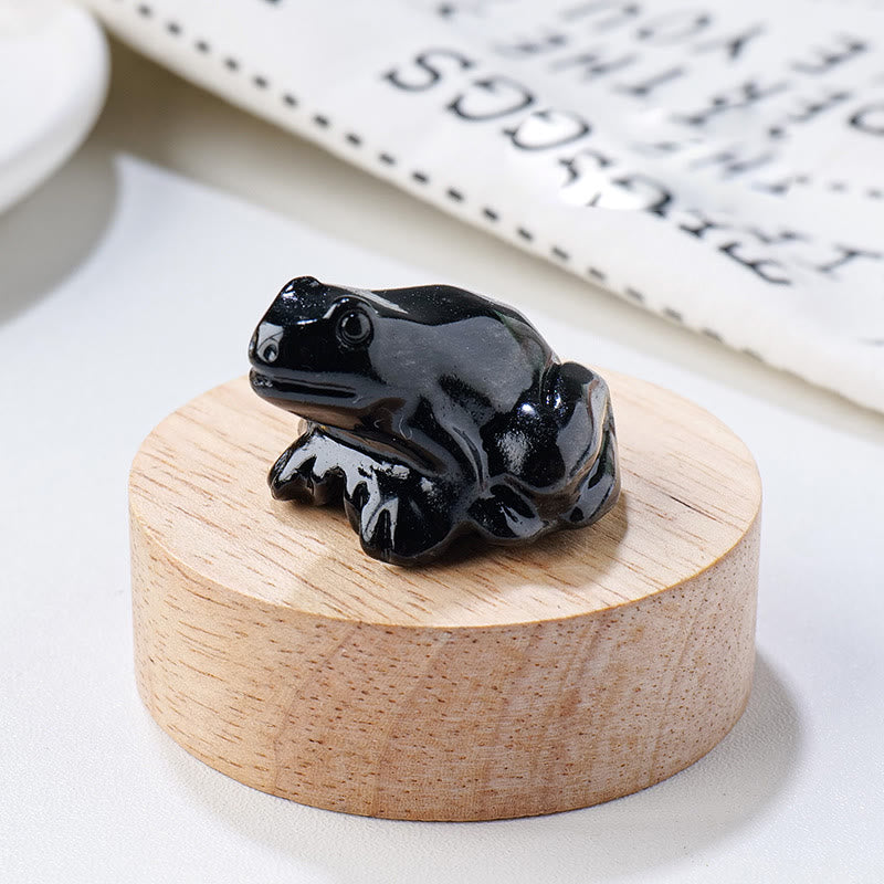 Olivenorma Serene Spirit Gemstone Frog Gemstone Decoration - Obsidian - With Card - image 13