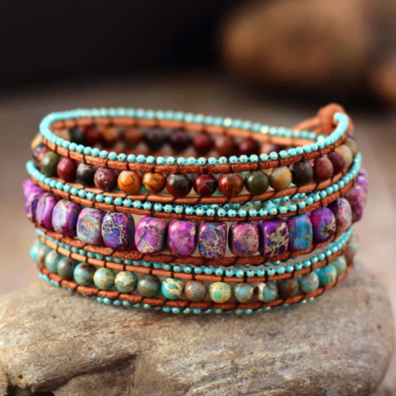 Olivenorma Colourful Emperor Stone Wrap Bracelet