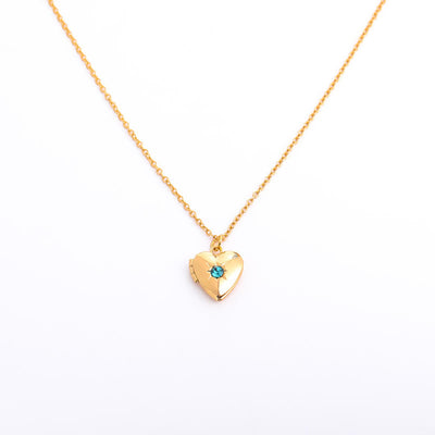 Olivenorma "Shine in My Heart"-Birthstone Heart Album Necklace