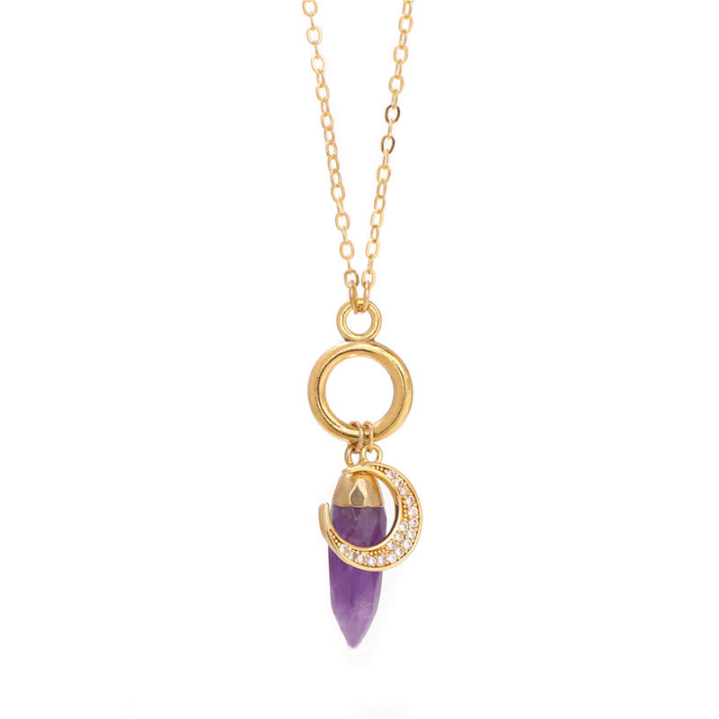 Olivenorma Bullet Crystal Zircon Moon Pendant Necklace