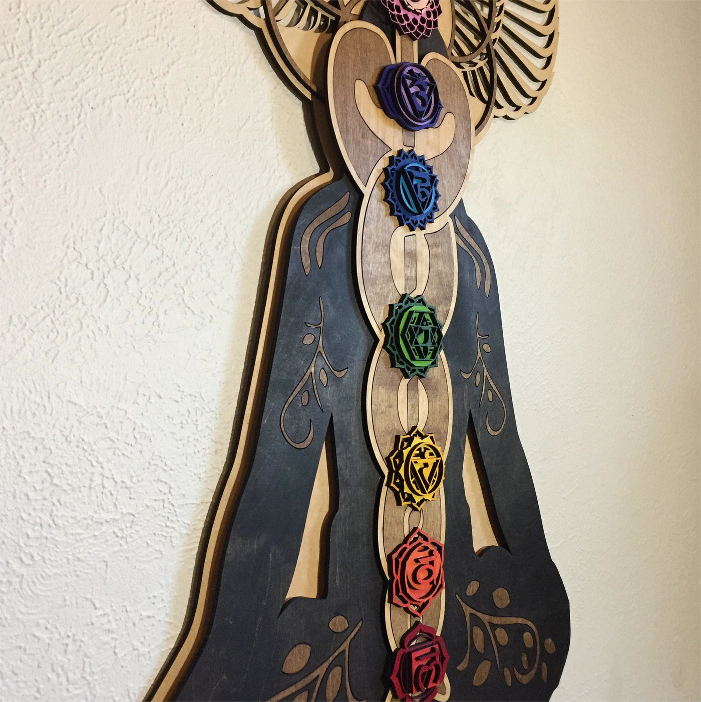 Olivenorma Kundalini Chakra Hand Painted Wood Stained Wall Decor