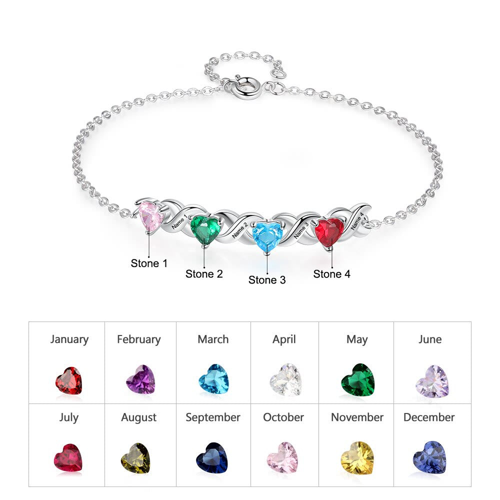 Olivenorma Custom Engraved Mothers Birthstone Bracelet