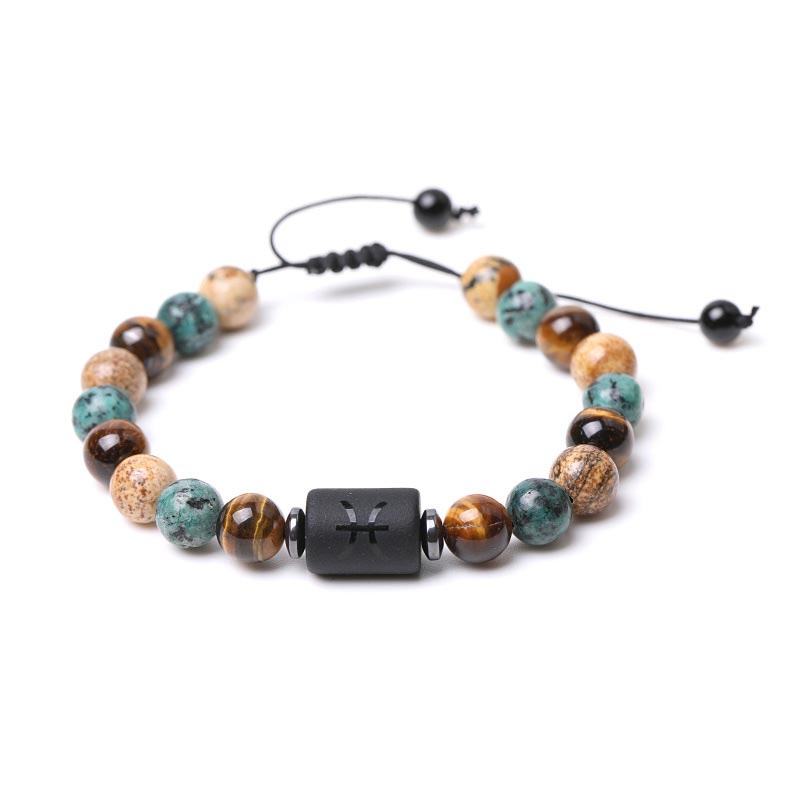 Tiger Eye Picture Jasper Zodiac Bracelet