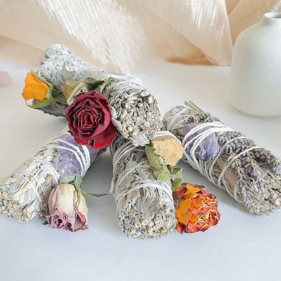 Olivenorma Natural Crystal Plant Rose Dried Flowers White Sage