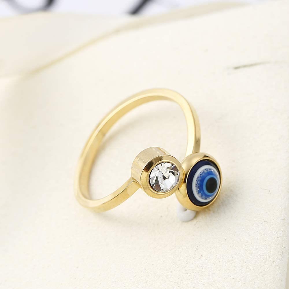 Olivenorma White Zircon Gold Plated Evil Eye Women Ring