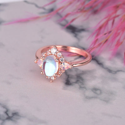 Olivenorma Opal Moonstone White Zircon Womens Ring