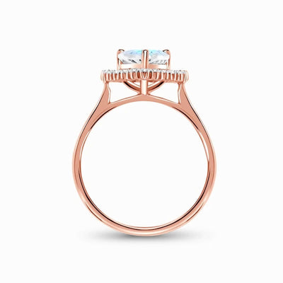 Olivenorma Water Drop Moonstone White Zircon S925 Rose Gold Ring