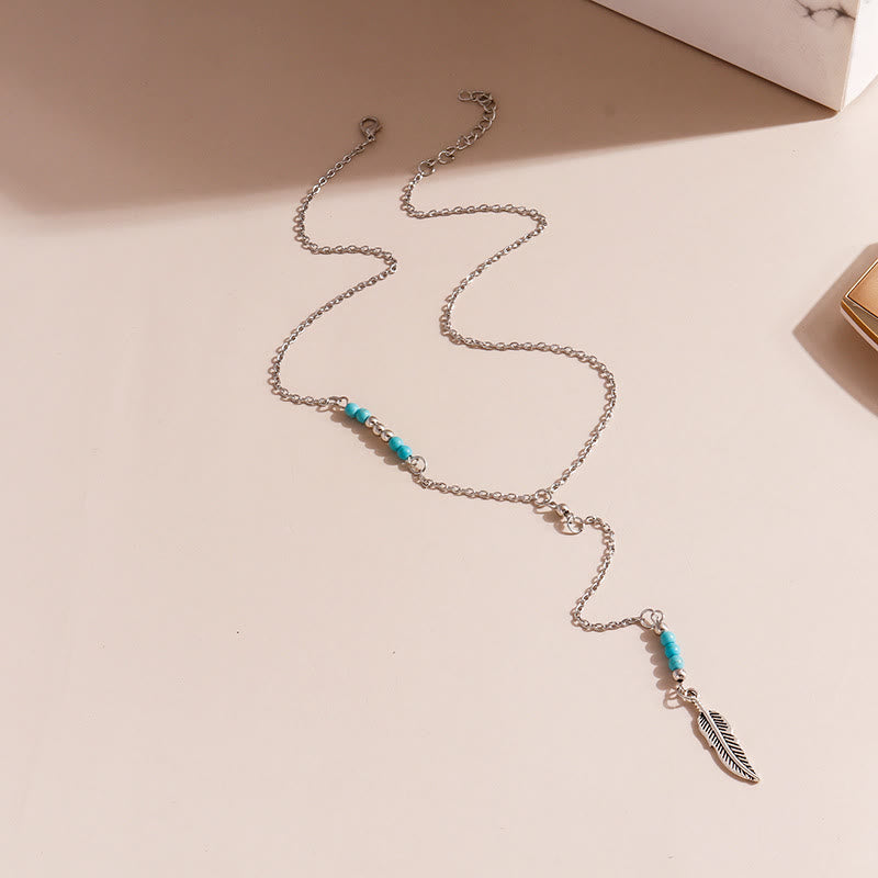 Olivenorma Turquoise Leaf Pendant Bohemian Necklace - image 6