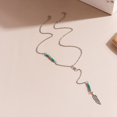 Olivenorma Turquoise Leaf Pendant Bohemian Necklace - image 6