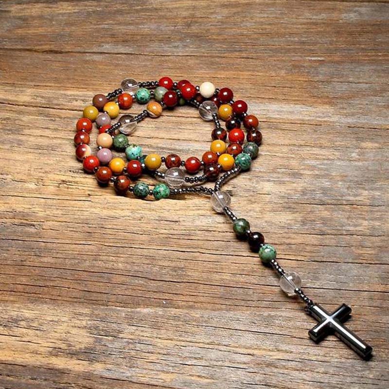 Olivenorma Natural stone Cross Symbol Necklace Bracelet