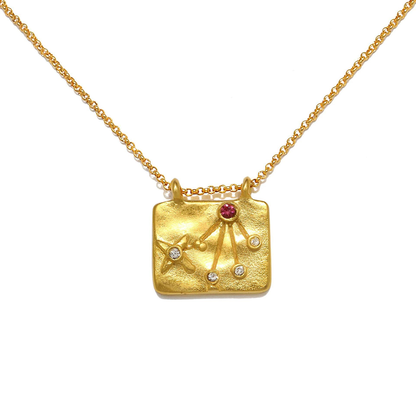 Olivenorma White Zircon Zodiac Copper Plated 18k Gold Necklace